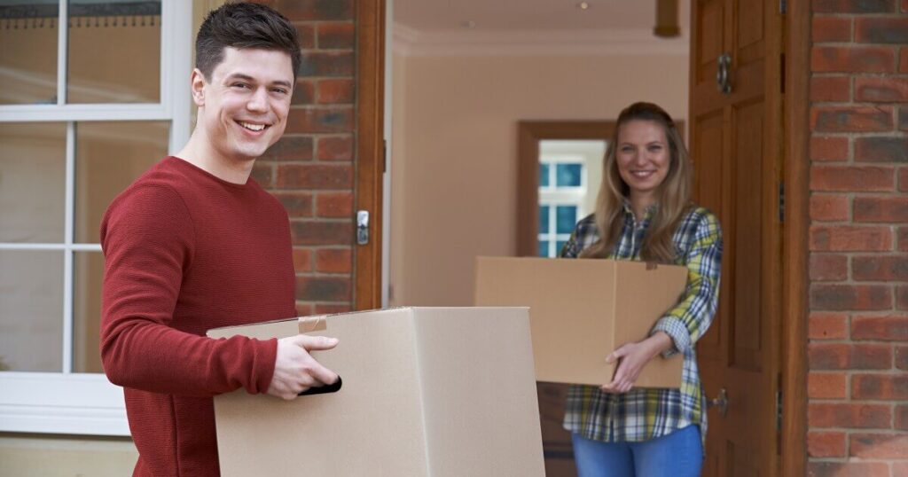 Mean leaving boxes with his neighbor.