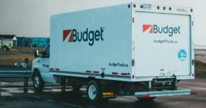 Budget moving truck parked